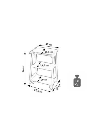 Carrello Sabry in legno tinto ad acqua